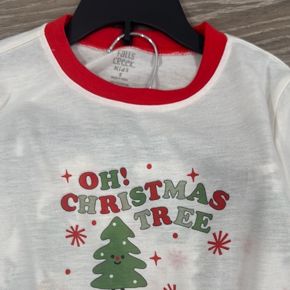 Falls Creek Christmas Tree Pajama Set - White & Red - Picture 2 of 2